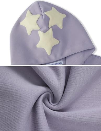 Aelfric Eden Star Graphic Hoodies Purple Print Hoodie Unisex Oversized Hooded Sweatshirt Long Sleeve Pocket Pullover - Thumbnail 6