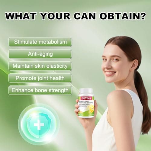 GQYQca Premium Vitamin C+ E, NAD, Astaxanthin and Collagen Capsules,scientifically formulated,enhances Immunity,removes Free radicals, maintains Healthy Anti-Aging, Gluten-Free, 60 Capsules - Thumbnail 3