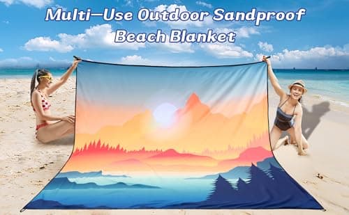 Beach Blanket Waterproof Sandproof Beach Mat 79" X 83"/10'x9'for 2-8 Adults Quick Drying Outdoor Picnic Mat Beach Accessories for Travel, Camping, Hiking - Thumbnail 6