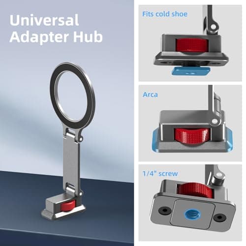BRDRC Cold Shoe Phone Mount with Arca Port, Tripod Mount for MagSafe Magnetic Hot Shoe Adapter with 1/4" Screw Hole for DJI Ronin Samsung Canon Nikon DSLR Photography Accessories - Thumbnail 3