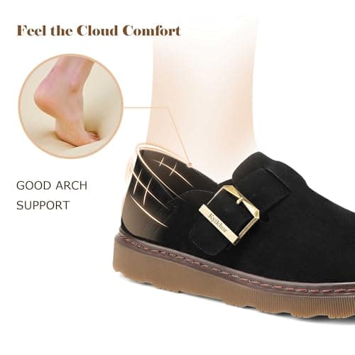 KYIKHOR Women's Comfortable & Lightweight Suede Leather Penny Loafers Slip-Ons Cute Business Casual Dress Shoes Work Office Flats Everyday Walking Shoes Driving Mocs for Women Black,6 M US - Thumbnail 6