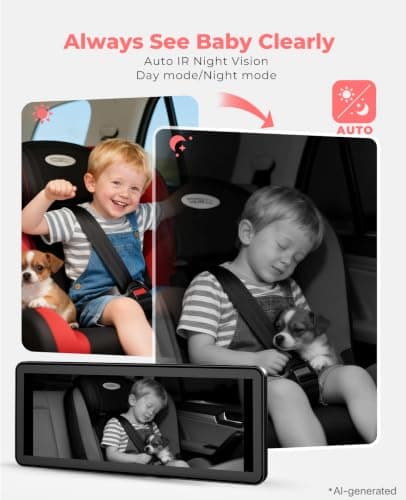 LUCKVIEW BM5PRO 7.2" Dual Camera Baby Monitor, 1080P HD Display for 2 Kids, Night Vision, Easy Install Car Baby Monitor, Ideal Gift, Rear Seat Safety for Babies & Pets - Thumbnail 5