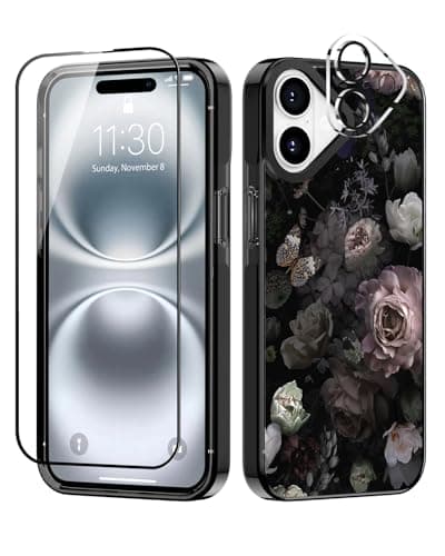 Sholbrak Designed for iPhone 16 Plus Case Cute Floral Garden Flower Protective Phone Case Cover 6.7" Screen Protector + Camera Lens Protector【2X Military Grade Drop Tested / 6.6ft Drop Protection】 - Image 1