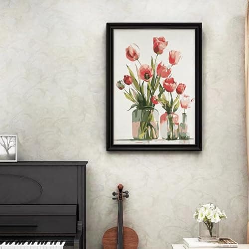 Ginkko Paint by Numbers Kit for Adults Beginner & Kids Ages 8-12 with Wooden Frame Easy Acrylic on Canvas 8x12 inch with Paints and Brushes, Flower 01(Include Framed) - Thumbnail 2