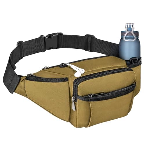 NOOLA Fanny Pack Waist Bag for Men Women, Lightweight Waist Pack with Water Bottle Holder, Adjustable Belt Bag with Multi-Pockets for Hiking, Dog Walking, Outdoor, Cycling, Running, Travel, Khaki - Image 1