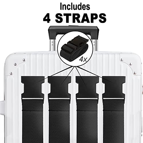 Luggage Straps for Suitcases TSA Approved Travel Belt 4 Pack by Chelmon (Black) - Thumbnail 2