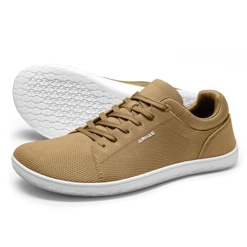 AIRHAS Mens Barefoot Shoes Lightweight Walking Shoes Wide Toe Box Flexible Zero Drop Sneakers for Men Summer Minimalist Casual Shoes(Khaki,11.0) - Image 1