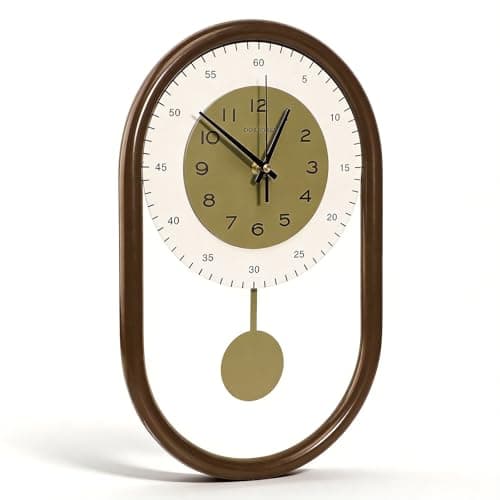 DORBOKER Pendulum Wall Clock - Modern Minimalist Metal Wall Clock for Living Room Décor - Silent Battery Operated Decorative Kitchen Wall Clock (Gray) - Image 1