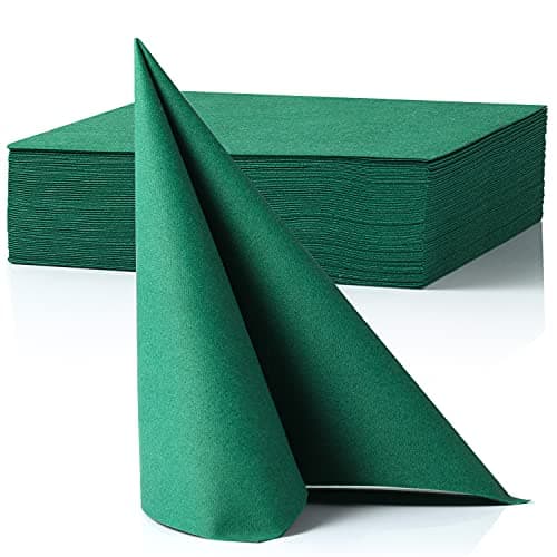 MORGIANA 50 PCS Disposable Dark Green Paper Napkins, Christmas Heavy Duty Linen Feel Dinner Large Green Napkins for Praty Wedding, St Patrick’s Day