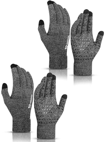 TRENDOUX Touchscreen Lightweight Gloves - Thermal Warm Winter Gloves, All Season Size Fit for Woman Man Hiking Walking, 2 Pairs - Image 1