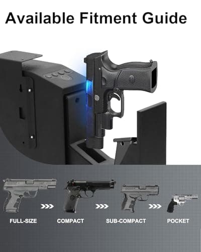 Biometric Pistol Gun Safe with Auto Sliding Door – 0.1s Quick Access Handgun Safe for Nightstand, Desk, Bedside, Truck – Fingerprint, PIN Code & Key Access Security Box - Thumbnail 6