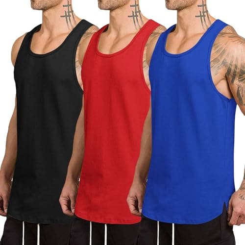 COOFANDY Square Neck Tank Top Cotton Tank Tops Men Black Workout Sleeveless Shirt Men's Athletic Muscle Shirt - Image 1