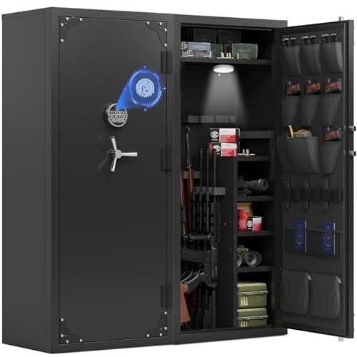 KAER Biometric Gun Safe 18-20 Gun Safe for Rifle and Pistols with Removable Racks Pistol Pouches Adjustable Shelves Large Rifle Safe for Home Defense Hunting Enthusiasts for AR-15 Rifle Shotguns - Image 1