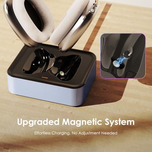 Headphone Charging Station for AirPods Max 2024 & 2020 - Magnetic Headset Charger Dock with Dual Connectors (Purple) - Thumbnail 3