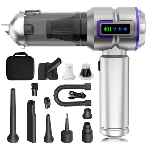 KedeeSparkle Car Vacuum Cleaner Cordless, 22000PA High Power Portable Handheld Vacuum & Compressed Air Duster, Mini Vacuum with LED Display, 3 Modes Brushless Motor for Car, Home, Office, Camping