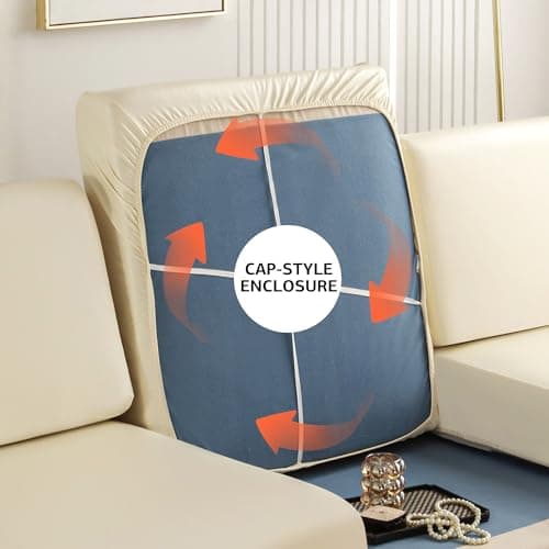 UWWGKK Waterproof Couch Covers, Stretch Couch Covers with Dirt-Resistant for Sectional Sofa,L Shape Sofa,Waterproof White Small Single Seat(1 Pcs) - Thumbnail 4