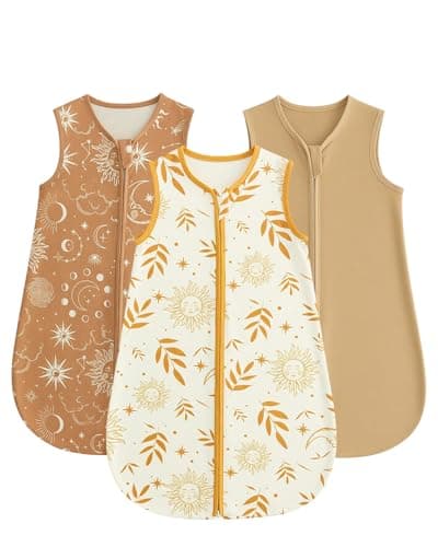 WYTbaby Baby Sleep Sack 2 Pack 0.5 TOG Cotton SleepSack for Summer Wearable Blanket with 2-Way Zipper,Brown,18-24 Months - Image 1