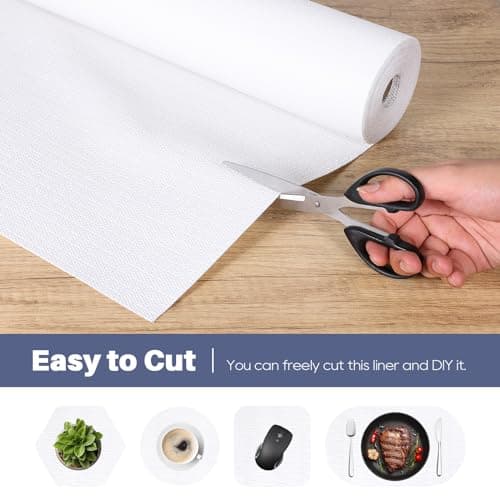 StaHom Drawer Liner, Shelf Liners for Kitchen Cabinet Waterproof & Oil-Proof Cupboard Liner Non-Slip Drawer Mat PVC Material Non Adhesive Kitchen Liner for Countertop White 17.5 x 78.7 - Thumbnail 3