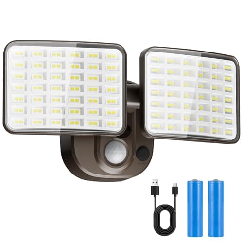 YTKIH Rechargeable Battery Operated Motion Light 2500LM & 4000LM Motion Sensor Security Light(1-3 Months Endurance) USB Charging LED Flood Light Outdoor (Brown) 1 Pack