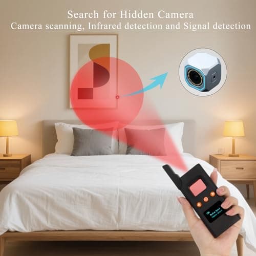 CHIRSMIP Compact Hidden Camera Detector, Camera Finder, RF Bug Detector, Magnetic Tracker Finder, Portable Bug Sweeper for Listening Devices, Hotels, Home, Office, Car and Travel - Thumbnail 6