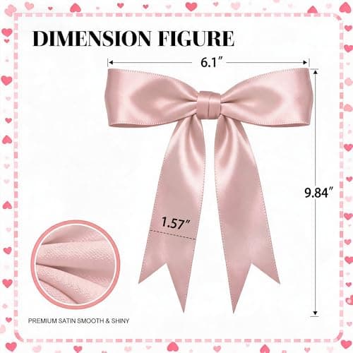 1 Strings Pink White Bow Garland Banner Decorations, Pre-Strung Satin Ribbon Bows for Birthday, Baby Shower, Bridal Shower, Coquette Girls Room, Bow Themed Party, Wedding, Christmas Tree Decorations - Thumbnail 3