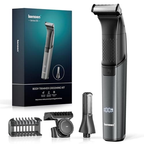 Body Hair Trimmer for Men - 2 in 1 Dual-Head Electric Shaver & Groomer, Ball Shaver with 30° Rotating Blade Adjustable Comb Mens Electric Razor IPX6 Wet & Dry for Face Groin Pubic Hair Trimmer Black - Image 1