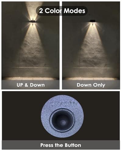 Solar Fence Lights with 4 Bulbs, 6 Pack WarmWhite Fence Lights Solar Powered, IP54 Waterproof Solar Wall Lights for Up&Down, Dusk to Dawn 12 Hours Auto Illuminate for Deck/Wall/Step/Patio/Yard/House - Thumbnail 5