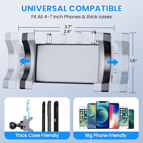 DIAMOOKY Upgraded Metal Phone Mount for Jeep Wrangler JL JLU 2018-2023 and Gladiator JT 2020 2021 2022 2023 Phone Holder Dash Mount System Kit Dashboard Accessories Driver Side (Not for 4xe) - Thumbnail 4