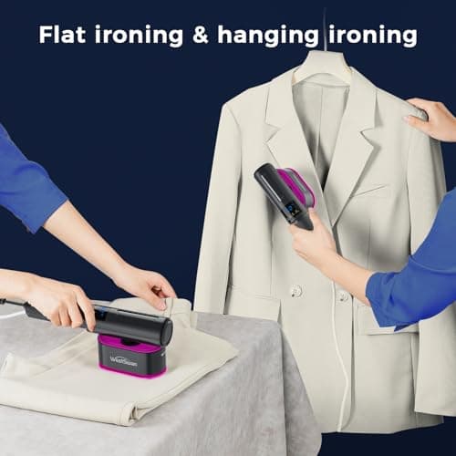 Portable Travel Steamer for Clothes, Fast Wrinkle Remover Garment Steamer for Home & Travel, 2-in-1 Iron & Steam with 90°Rotatable Head, Handheld Iron Steamer with 100ml Water Tank - Thumbnail 5