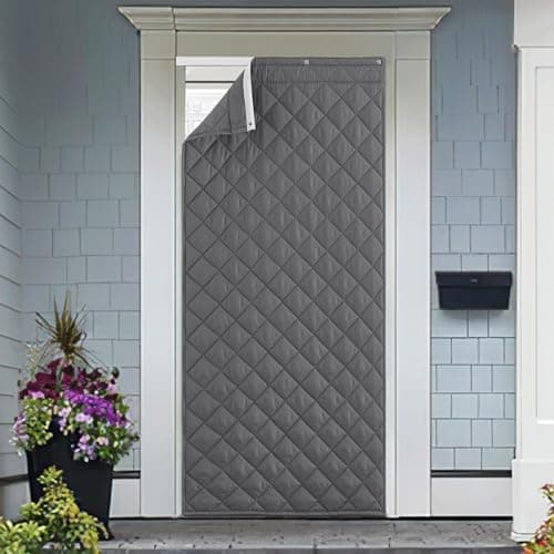 NICETOWN Thermal Insulated Door Curtain Temporary Door 38"x84" Cold Resistant Cover with 3 Hanging Ways, Energy Saving for Winter Indoor & Outdoor Use, 1 Panel, Grey - Image 1