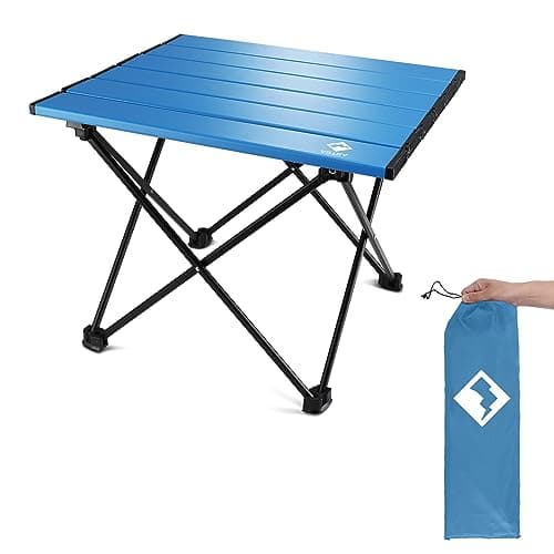 VILLEY Portable Camping Side Table, Ultralight Aluminum Folding Beach Table with Carry Bag for Outdoor Cooking, Picnic, Camp, Boat, Travel - Image 1