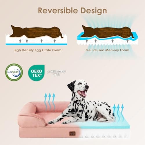 EHEYCIGA Orthopedic Dog Beds for Extra Large Dogs, Waterproof Memory Foam XL Pet Bed with Sides, Non-Slip Bottom and Egg-Crate Foam Big Dog Couch Bed with Washable Removable Cover, Dusty Pink - Thumbnail 3