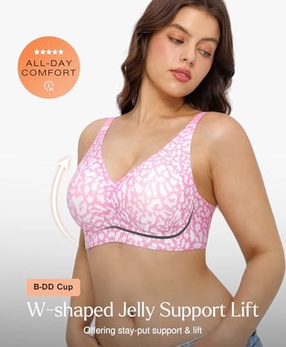 Popilush Womens Wireless Bra Seamless No Underwire Push Up Plunge Deep V Bralette with Adjustable Straps Everyday Comfortable T-Shirt Bra - Thumbnail 2