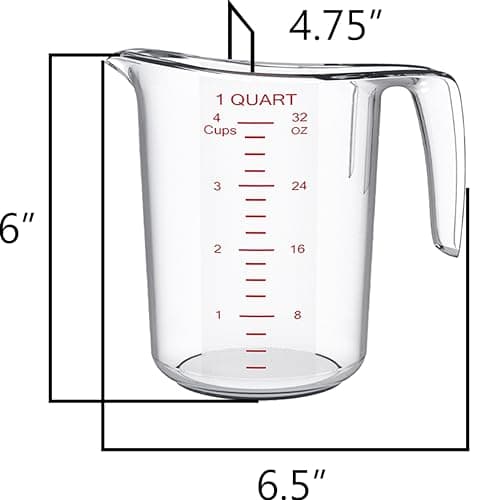 DaYammi Measuring Cups 2-Piece, Unbreakable Food-Grade Plastic Measuring Cup for Dishwasher, 4-Cup Nesting Liquid Measuring Cups for Prepping, Baking, Cooking, Readable Markings, Clear - Thumbnail 4