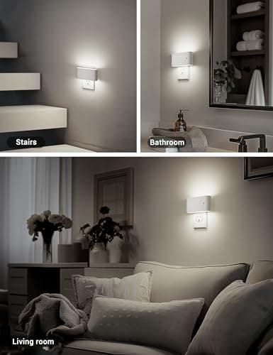 JandCase LED Night Lights Plug into Wall, Night Light with Dusk to Dawn Light Sensor, Dimmable Night Light Plug in [2 Pack], 5000K Cool White Nightlight for Bedroom Hallway Kids Room Kitchen - Thumbnail 5