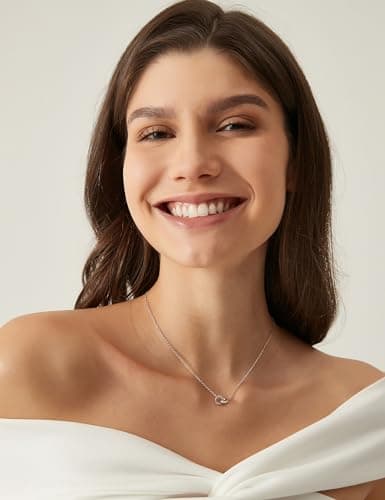 EAMTI 925 Sterling Silver Necklace for Women Interlocking Cubic Zirconia Circle Pendant Solidarity Simple Dainty Jewelry Gifts for Women Birthday/Anniversary Day/Valentine’s Day - Thumbnail 5