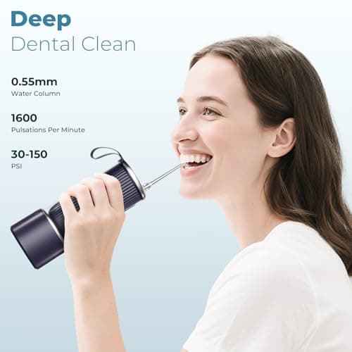 Cordless Water Flossers for Teeth, 4 Modes IPX7 Waterproof Irrigador Dental with 4 Tips, Rechargeable Water Pick Flosser for Sensitive Gums, Braces & Orthodontic - Thumbnail 3
