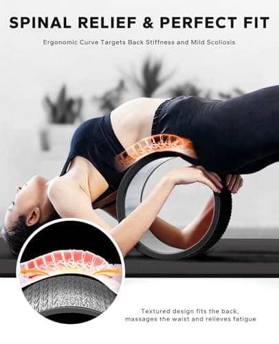 HAPBEAR Back Roller - Yoga Wheel Set with 26'' Exercise Ball – 12'' PP Spine Alignment Tool for Back Pain Relief, Core Strength & Full-Body Workout, for Home Gym & Therapy – Pump Included - Thumbnail 4