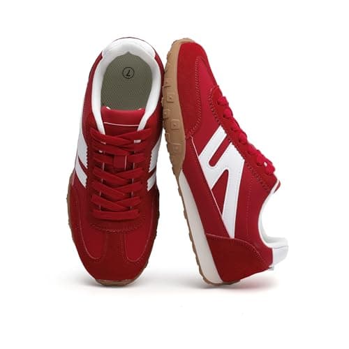 Foiola Womens Sneakers Comfortable Lace up Tennis Shoes Casual Business Walking Shoes Slip on Women's Fashion Sneakers Red - Image 1