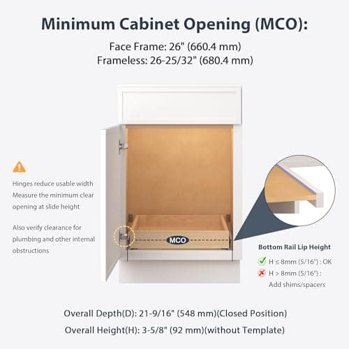 Sylunawyn Pull Out Drawers for Cabinets - Birch Wood Pull-Out Drawer 26" W x 21" D - Soft Close Slide Out Shelves for Kitchen Cabinets & Pantry Cabinet Organizer, Heavy Duty, Full-Extension - Thumbnail 3