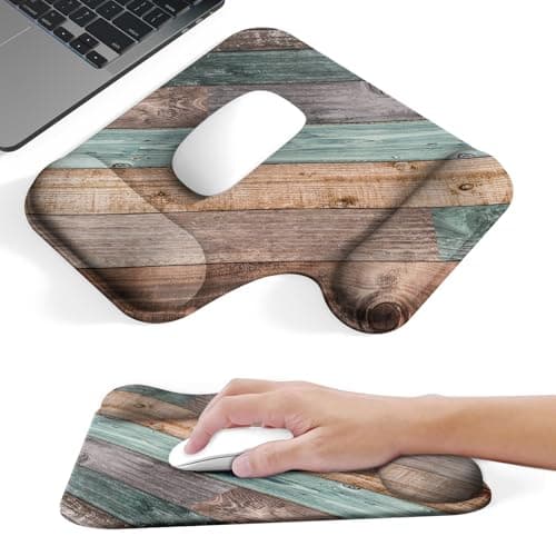 Mcapirivo Ergonomic Mouse Pad with Gel Wrist Rest (1"& 1.2" Dual Height) - Mouse Pads Compact Mousepad Desk Mat Office, Gaming & Carpal Tunnel Relief | Non-Slip Rubber Base Rustic Wood Pattern - Image 1