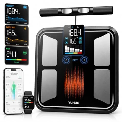 YUHUO 8-Electrode Smart Scale, Dual-Frequency BIA Body Composition Analyzer with Handle, Segmental Muscle & Fat Analysis, 28 Metrics App, FSA&HSA Eligible Digital Bathroom Scale, 400lb - Image 1