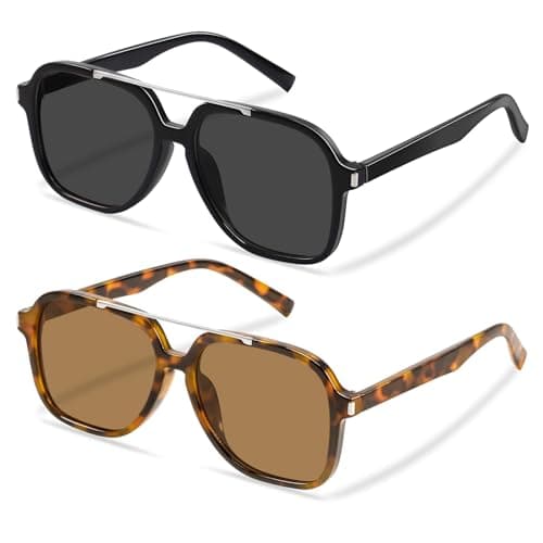 YDAOWKN Rerto Aviator Sunglasses for Women Men Trendy Square Top Bar Sun Glasses 70s Style Women's Sunglasses - Image 1