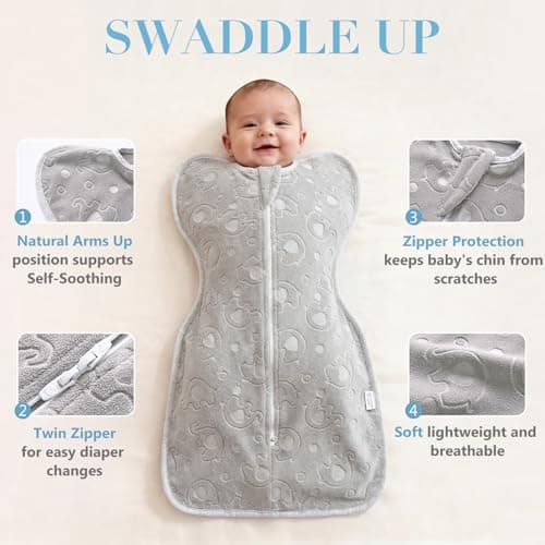 AMAWMW Baby Swaddle Sleep Sacks 0-6 Months, Transitional Swaddles Bag, Self-Soothing Swaddles for Newborns, Nursery Swaddling Blankets, Newborn Essentials - Thumbnail 4