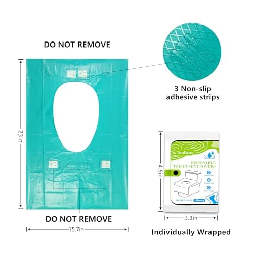 ​​TenFan Disposable Toilet Seat Covers - 70-Pack Waterproof XL Travel Pack, Adhesive Secure Fit for Public Toilets, Camping, Airport & Hospital (Adults & Kids)​​ - Thumbnail 3