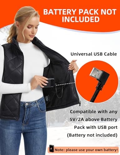 Professional Women's Heated Vest with Universal USB Cable (Battery Pack Not Included) (US, Alpha, XX-Large, Regular, Regular) - Thumbnail 4