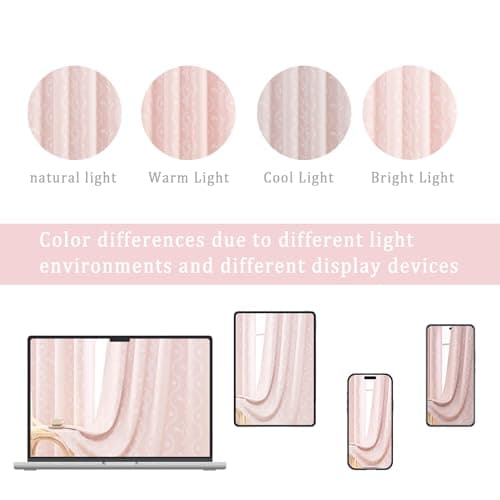 Blackout Cafe Curtains 45 Inch Length Boho Curtains Pink Farmhouse Curtain for Small Window - Thumbnail 4