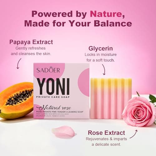 Natural Rose Yoni Bar Soap for Women, pH Balanced Intimate Care Feminine Wash with Real Rose Petals & Calendula, Premium Aircraft Box Packaging & Foaming Net, Multi-Pack Options YONI BAR (3 Pack) - Thumbnail 3