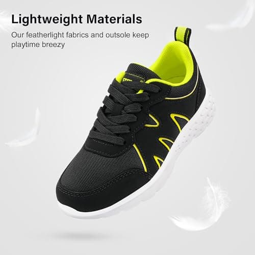 Stelle Kids Sneakers Girls Tennis Shoes Non-Slip Lightweight Breathable Athletic Sports Running Shoes(Black,13ML) - Thumbnail 5