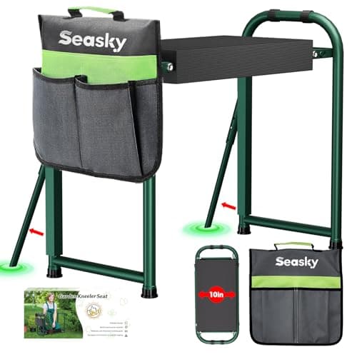 seasky Foldable Garden Kneeler and Seat, Anti-Tipping Gardening Bench Widened Thick Soft Kneeling Pad, Heavy Duty Gardening Stool with Tool Bag,Gardening Gift for Women - Image 1